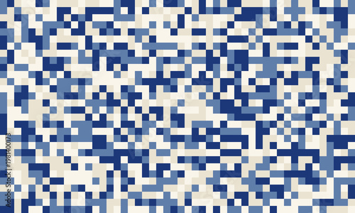 Abstract pixelated texture in calming blues and creams.  Ideal for backgrounds, website design, or textile prints.  Modern, geometric pattern evokes a sense of digital camouflage or subtle data flow.