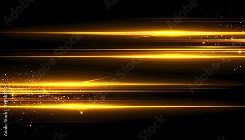 Glowing streaks of warm, golden light race across a black background, creating speed illusion