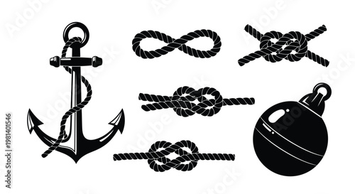 A collection of nautical knots and an anchor