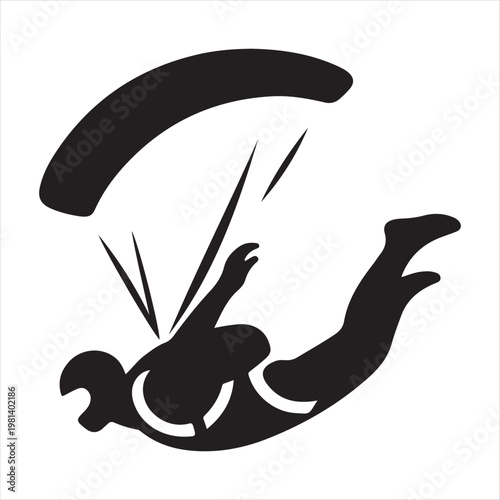 Skydiver vector silhouette outline logo design concept illustration idea