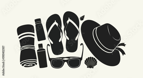 A collection of summer vacation items
