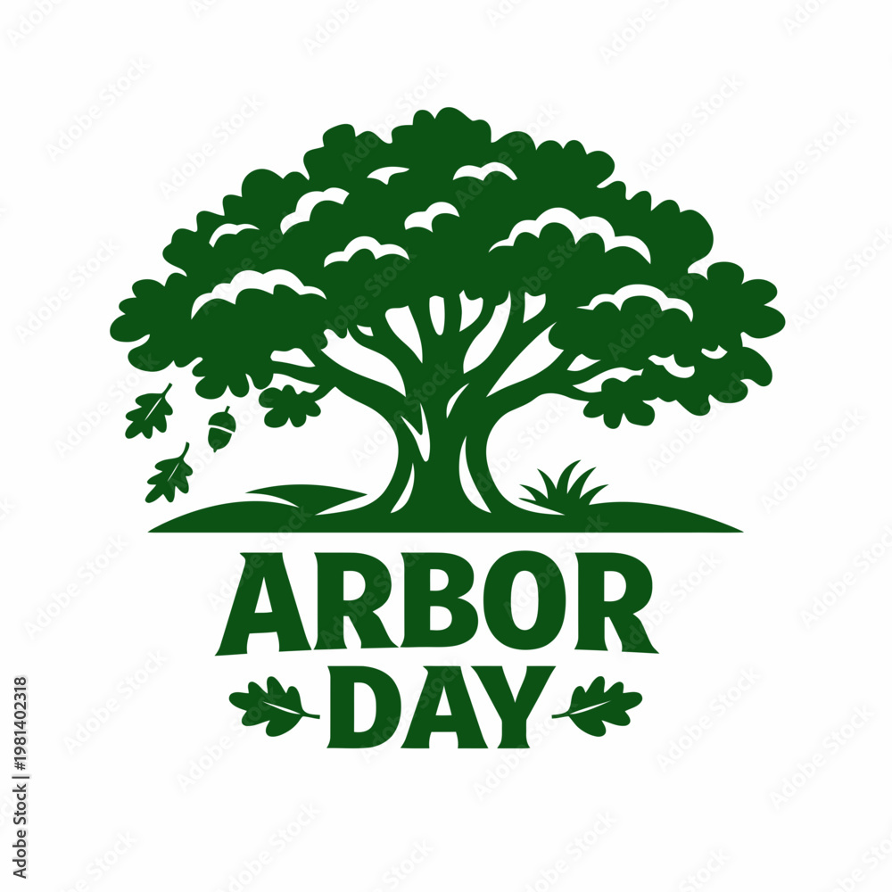 Obraz premium Stylized Oak Tree Arbor Day Vector