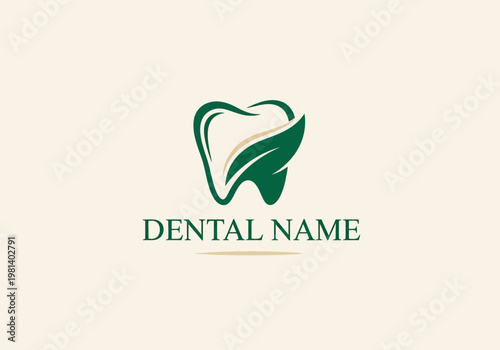 Modern Green Tooth and Leaf Logo Design for Natural Dental Care, Oral Health Clinic, or Eco-Friendly Dentistry Brand Identity