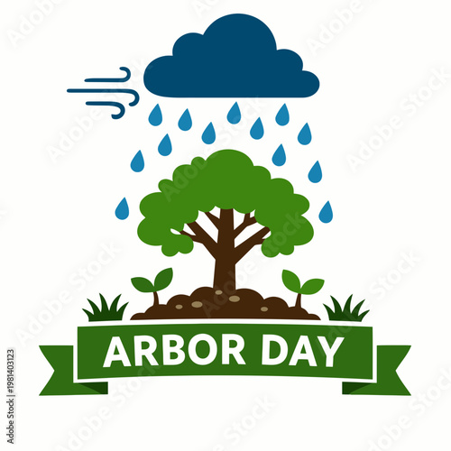 Rain Watering Tree Growth on Arbor Day