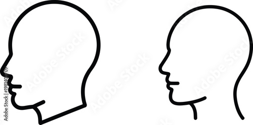Bild auf Leinwand Minimalist human head silhouettes, profile views, black line art icons, simple f