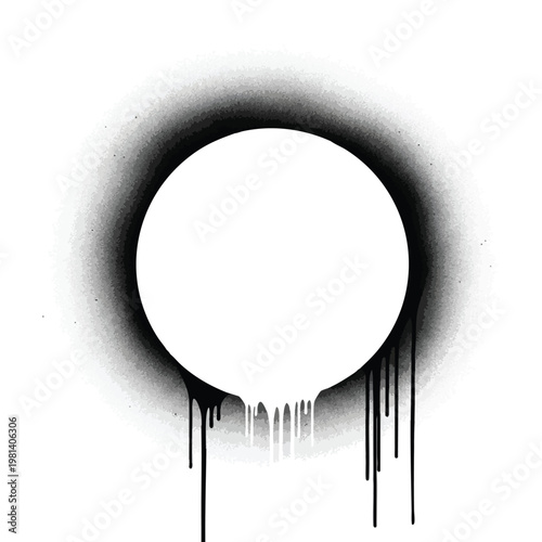 Minimalist Black and White Graffiti Art with Circular Design