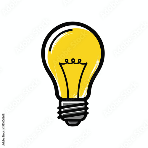 Bright Yellow Lightbulb Illustration for Creative and Innovation Concepts