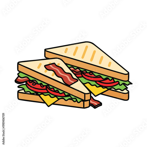 Delicious Sandwich with Fresh Vegetables and Meat for Lunch or Snack