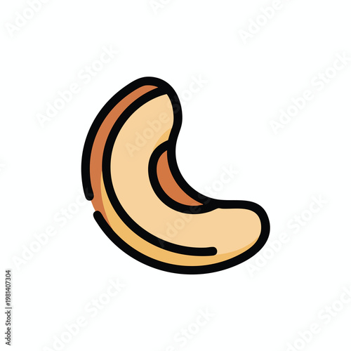 Simple Cartoon Illustration of a Cashew Nut