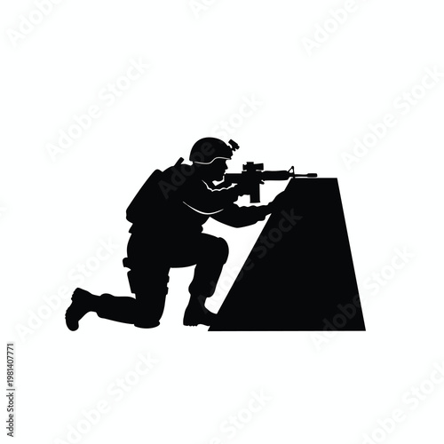 Silhouette of a Person Engaged in Target Practice with a Sniper Rifle