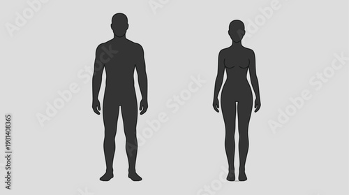 Male Female Mannequin Dummy Silhouette Fashion Display Vector Illustration