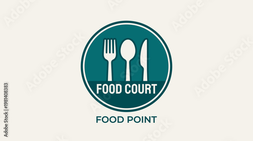 Food Court Restaurant Logo Spoon Fork Knife Icon Dining Symbol Vector Illustration