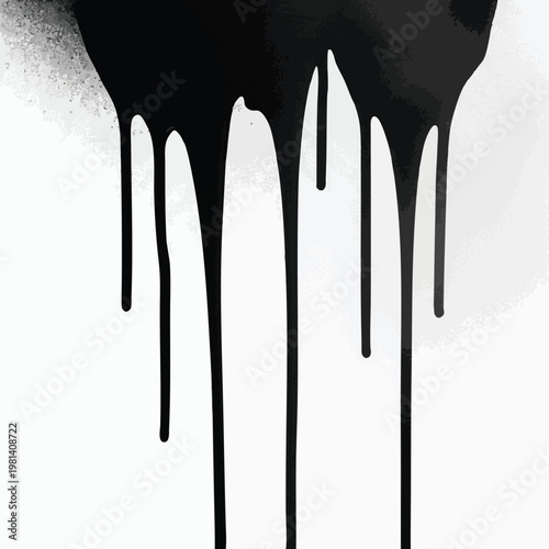 Black Paint Dripping Effect on White Surface for Artistic Design or Creative Projects