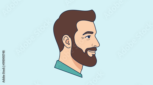 Bearded Man Cartoon Illustration.