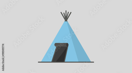 Blue Teepee with Laptop Inside.