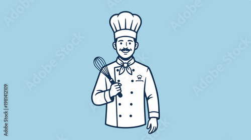 Cartoon Chef Holding Spatula.