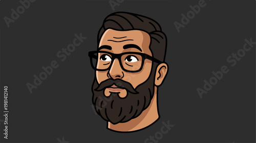Cartoon man with beard glasses.