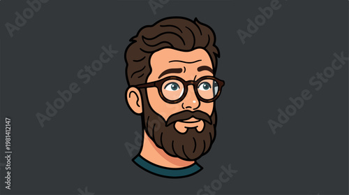 Cartoon man with beard glasses.