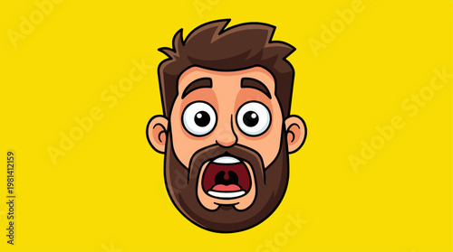 Cartoon man with shocked expression.