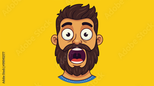 Cartoon man with shocked expression.