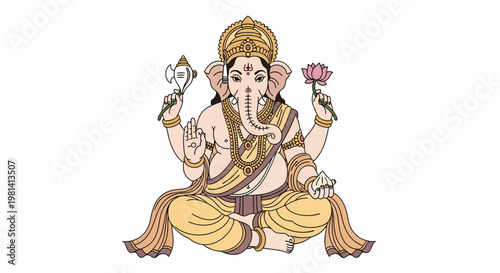 Hindu God Ganesha Idol Statue.