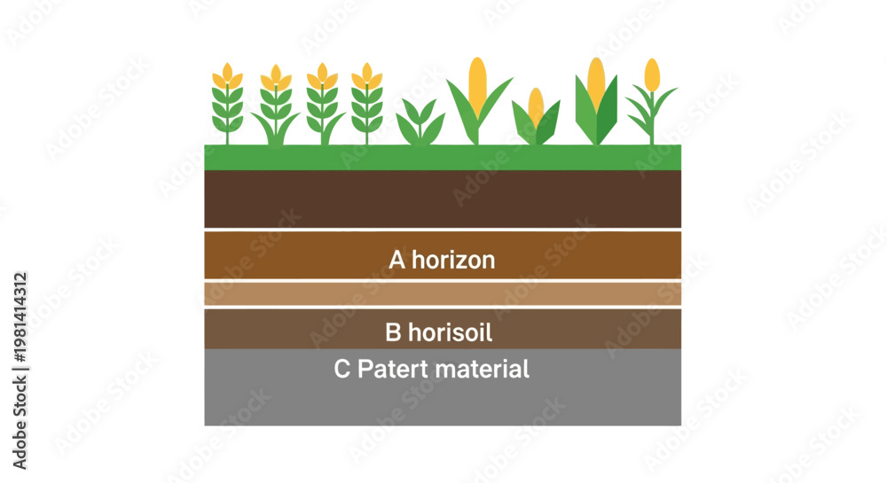 Naklejka premium Soil Layers with Plants.