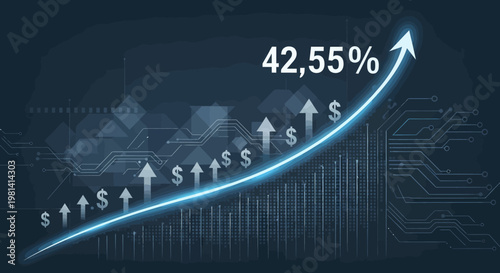 Increasing business growth rate chart.