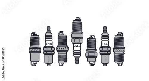 Spark Plugs Illustration Set.