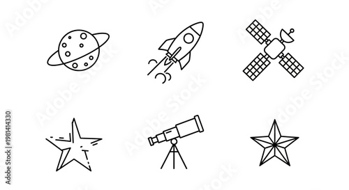 Space Objects Line Art.