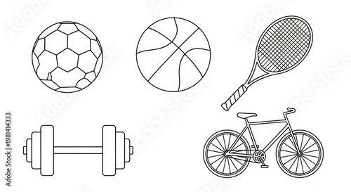 Sports Equipment Line Art.