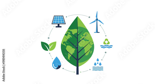Sustainable Energy Green Leaf.