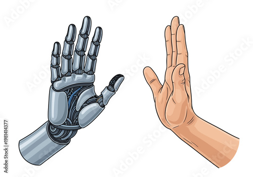 Comparison of a robotic prosthetic hand and a human hand in open position