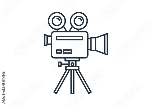 Classic film camera on a tripod for vintage movie recording