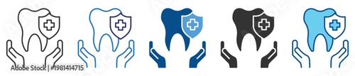 Dental Care icon set multiple style collection