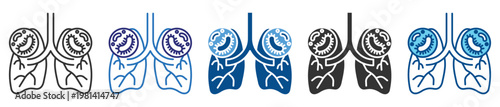 Lungs icon set multiple style collection