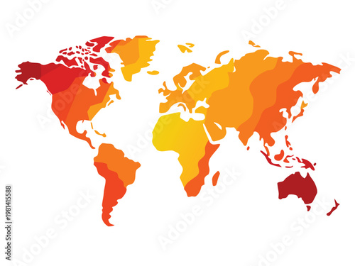 Global heat map illustrating varying temperature intensities across continents