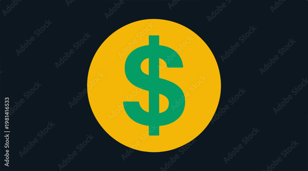 Fototapeta premium Dollar Sign on Yellow Circle.