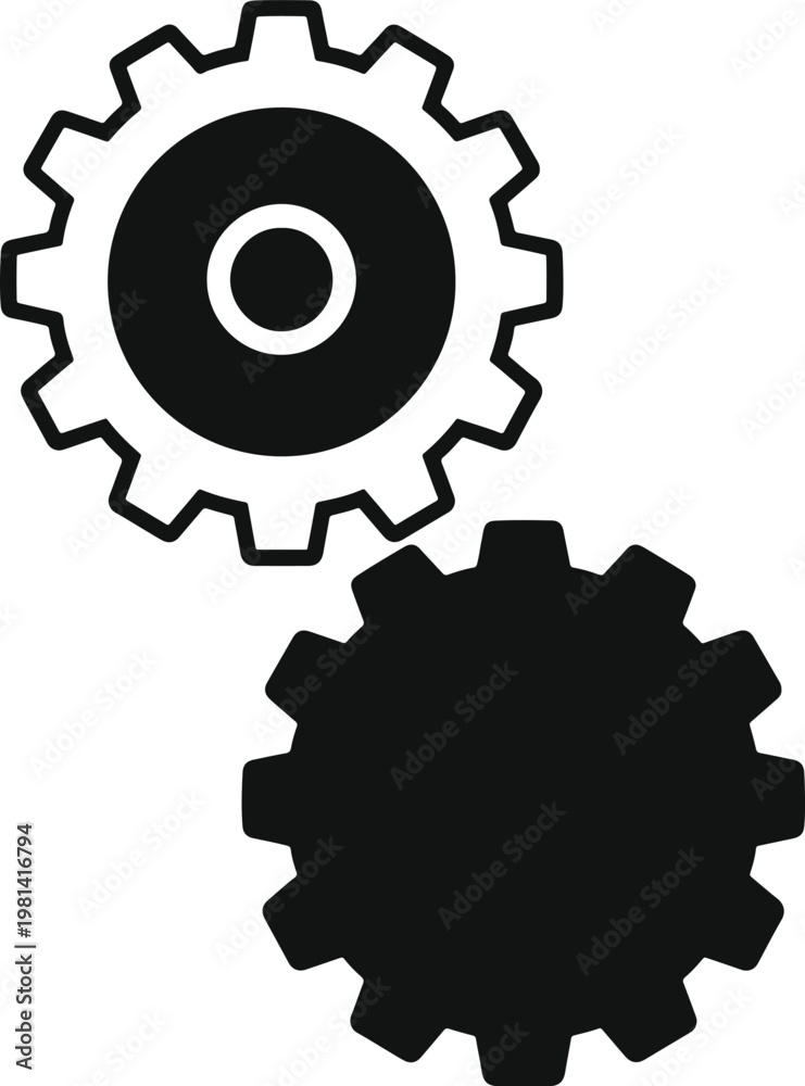 Obraz premium Interlocking gears illustrating collaboration, system settings, and mechanical process operation