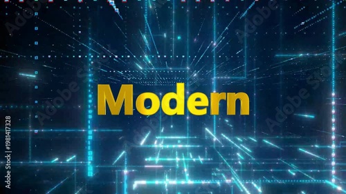 Futuristic digital background with glowing blue lines and modern text overlay technology concept