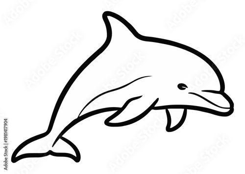 Minimalist outline bottlenose dolphin icon. Generative AI