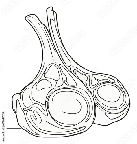 Minimalist lamb chops line art icon. Generative AI