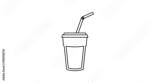 Disposable plastic cup with straw.