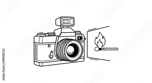 Camera with burning matchstick on sensor.