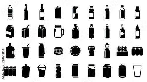 Drink Packaging Collection of Bottles Cans and Disposable Cups