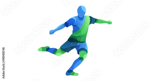 Man in blue and green kicking.
