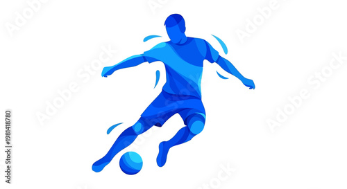 Man playing soccer with ball.