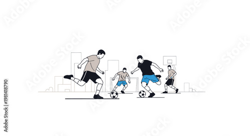 Boys Playing Soccer with Ball.