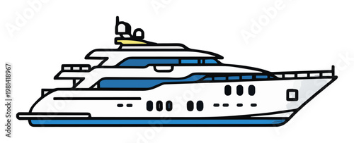Minimalist luxury yacht line art vector icon. Generative AI