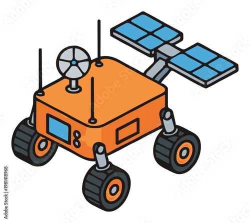 Minimalist mars rover line icon. Generative AI