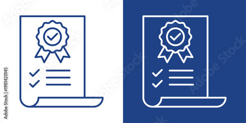 Quality Standard Blue And White Icon Style Collection